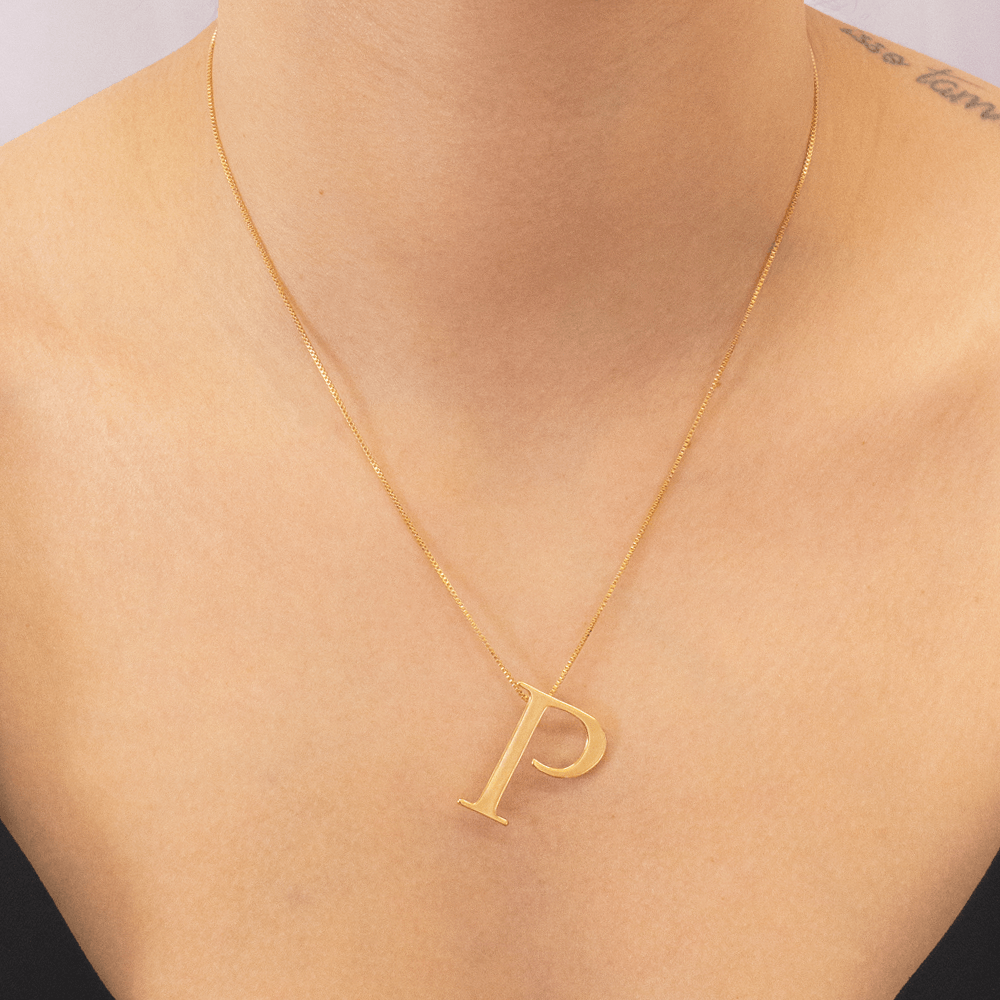 Colar Letra P Banho Ouro 18k - rosavalverde
