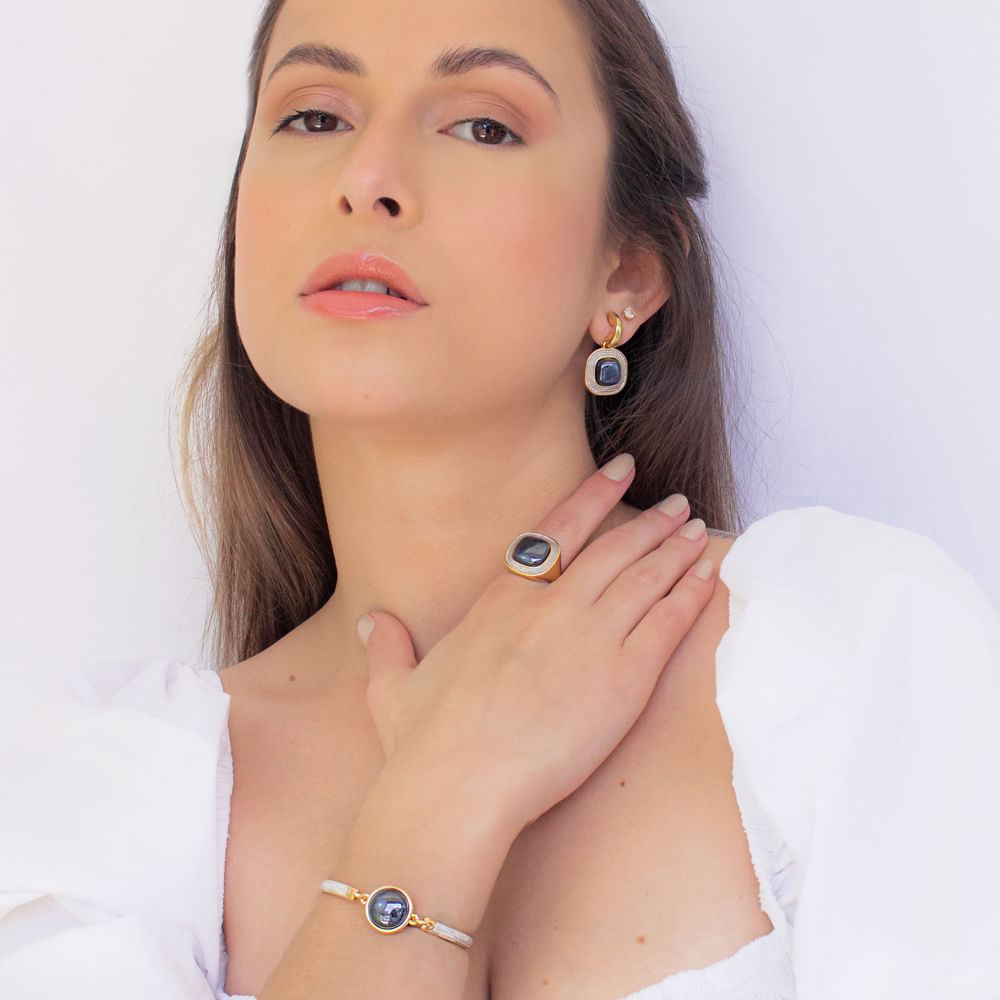Pulseira Detalhes Pedra Banho Ouro 18k Rosa Valverde