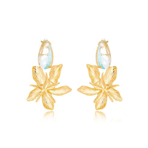 28885_brinco_colecao_lotus_gota_cristal_azul_clarro_flor_lisa_festa_ouro_semijoias_rosa_valverde