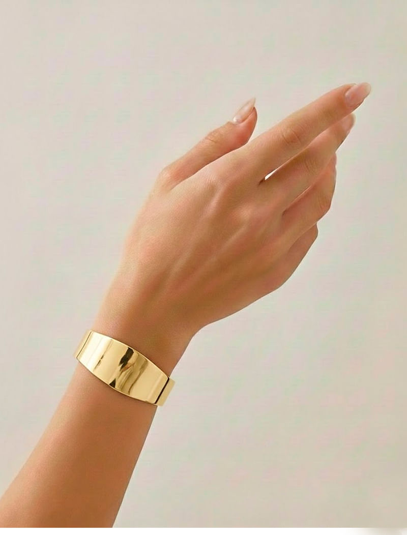 Pulseira Bracelete Quadrado Liso Banho Ouro 18K